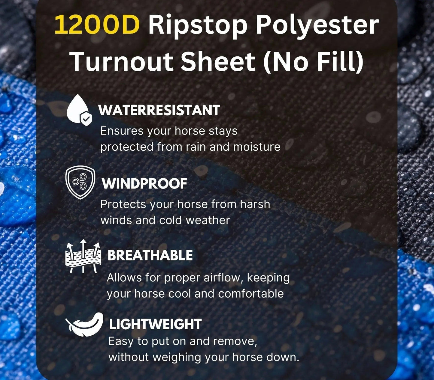 Resistance 1200 Denier Lightweight No Fill Water Resistant Breathable Horse Rain Sheet NewEngland Tack