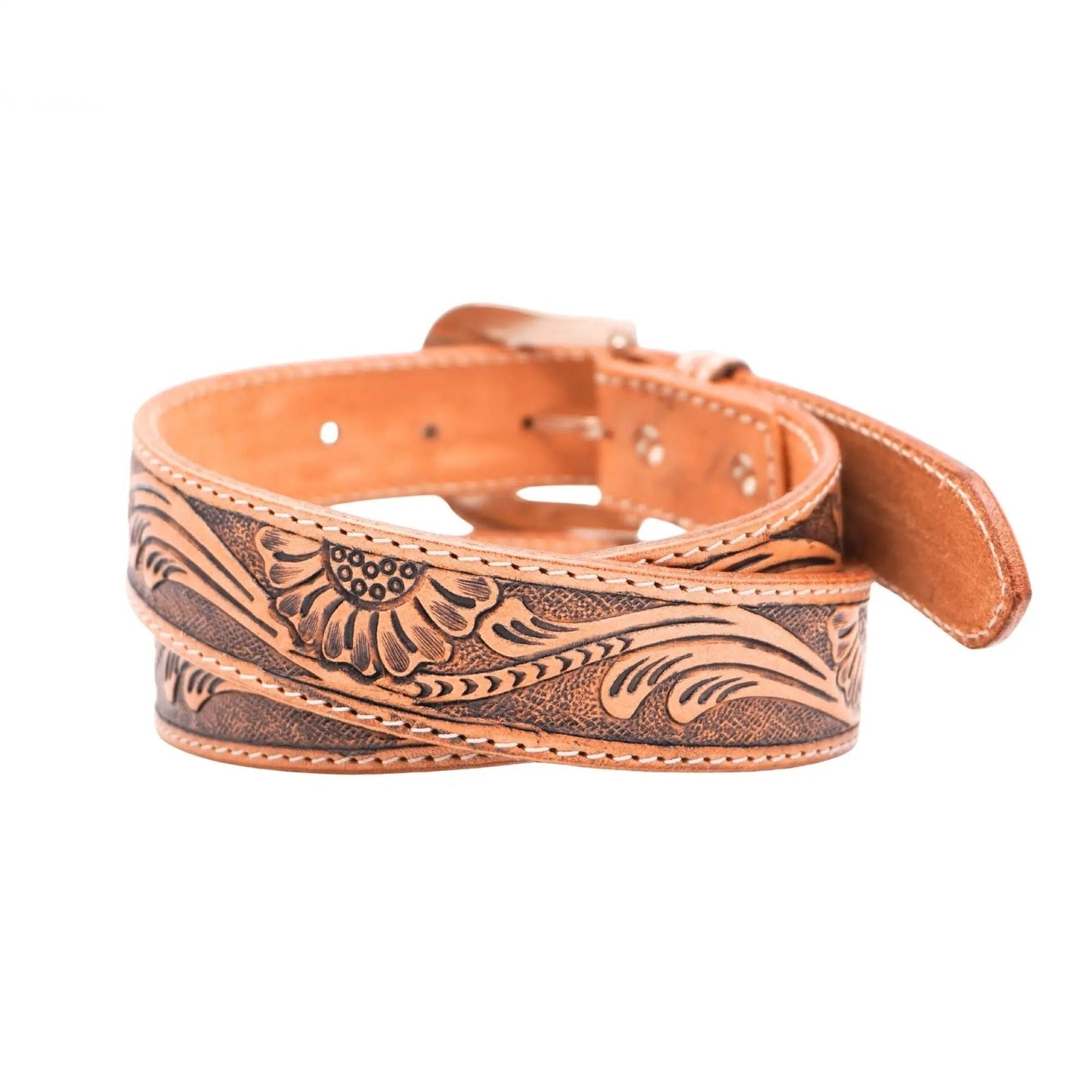 Resistance Premium Western Cowgirl Cowboy Floral Tooled Argentinian Leather Belt NewEngland Tack