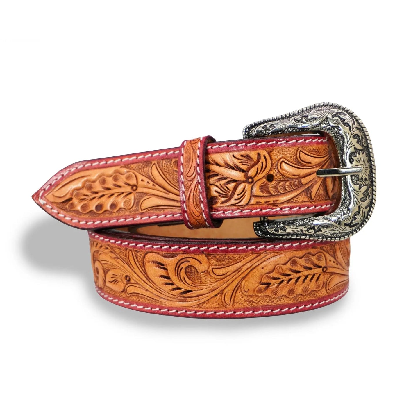 Resistance Western Cowgirl Cowboy Floral Tooled Argentinian Leather Belt NewEngland Tack