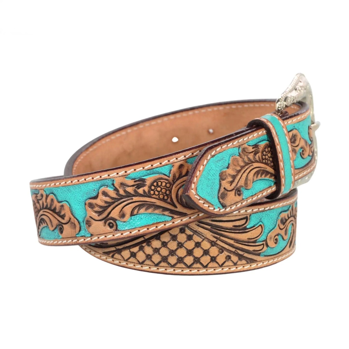 Resistance Western Cowgirl Cowboy Floral Tooled Argentinian Leather Belt NewEngland Tack