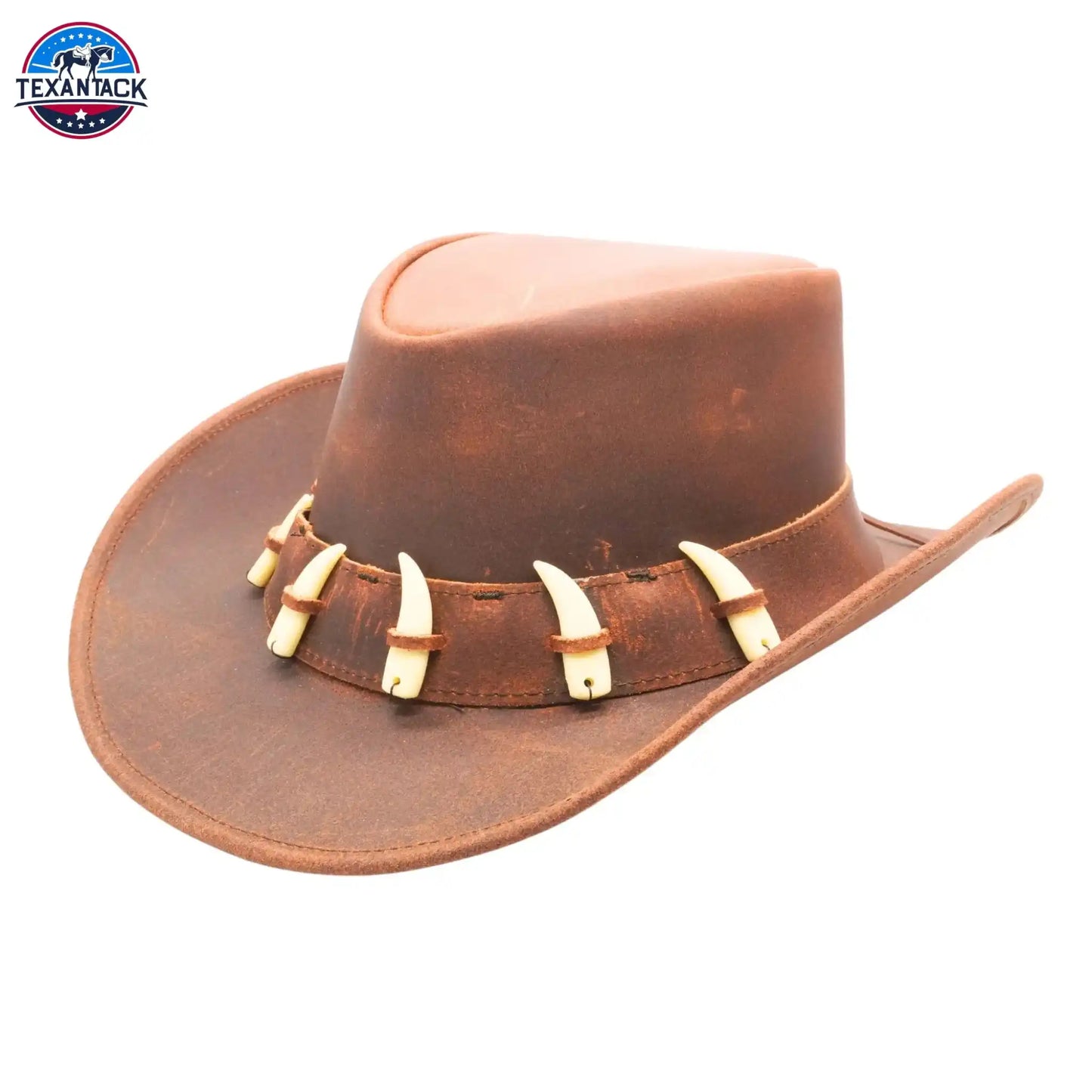 RESISTANCE Australian Leather Hat with Crocodile Band Teeth - Dundee Style | Outback Hat for Men and Women NewEngland Tack