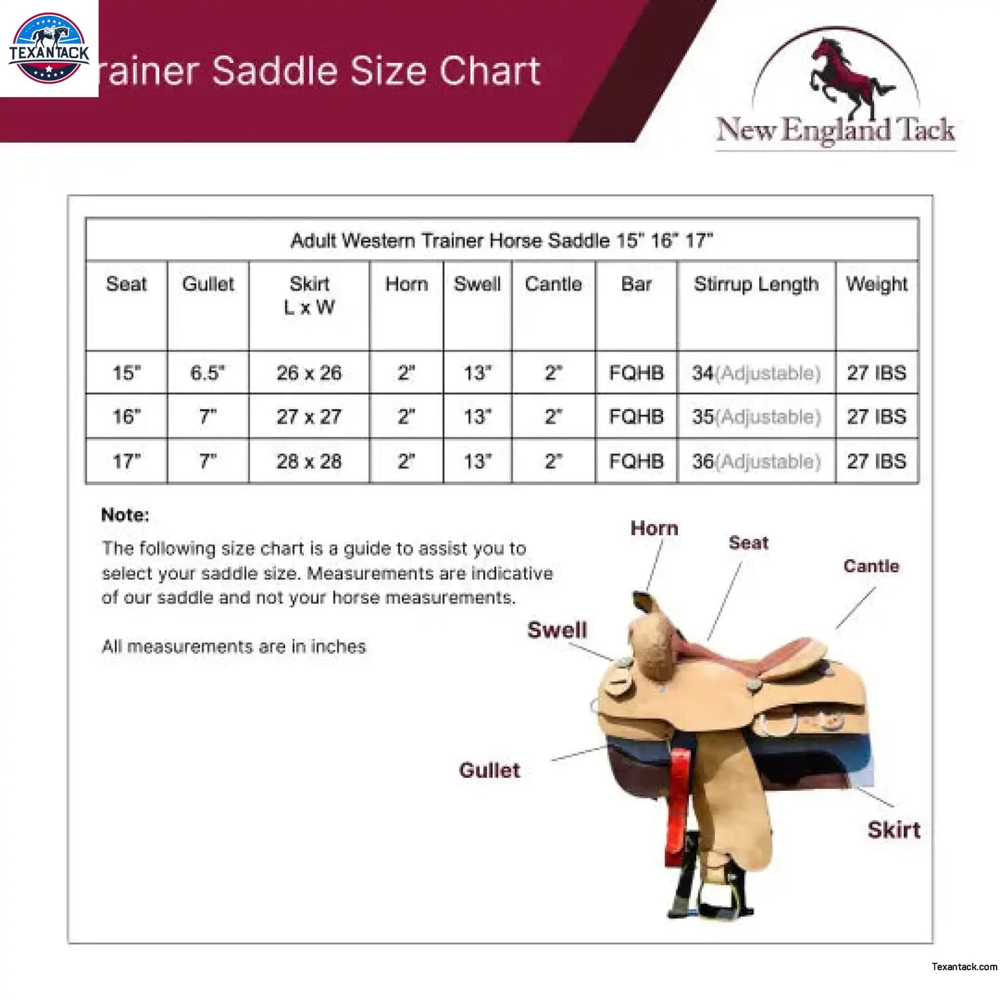 15" 16" 17" Western Adult Horse Training Saddle For Horse Riding, Rough Out Leather Saddle With Suede Seat - NewEngland Tack