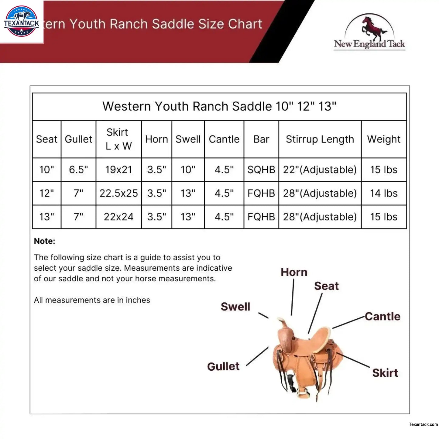 Western Youth Child Genuine Leather Saddle Hard Seat Saddle with Serpentine Tooled! Black Laces, Premium Quality Genuine Leather Saddle Newenglandtack