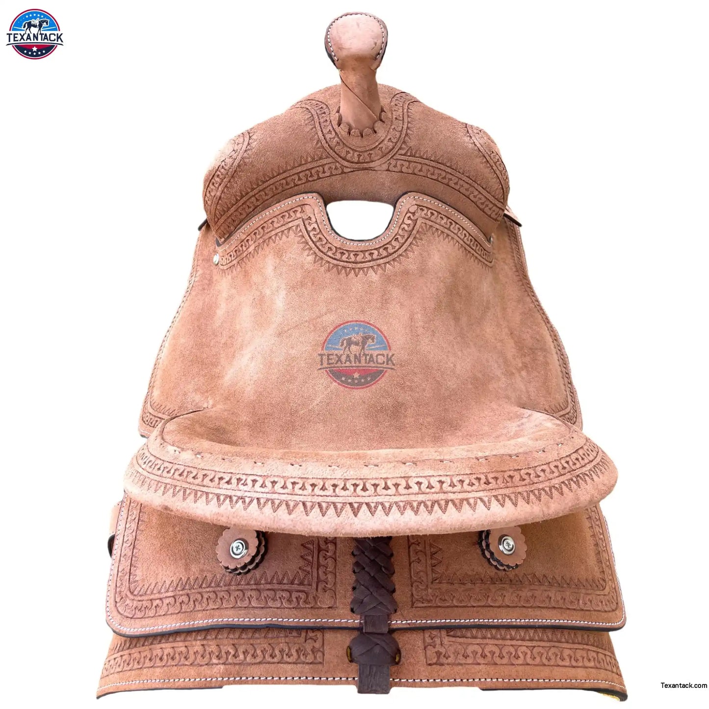 Youth Western Ranch Saddle: Serpentine Tooled Leather, Hard Seat TEXANTACK