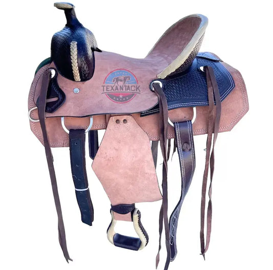Youth Western Roughout All Around Saddle With Basket Weave Tooling TEXANTACK