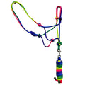 Resistance Multi Color Rope Halter with 9ft Lead Rope Full Size Rainbow Knotted Horse Halter TEXANTACK