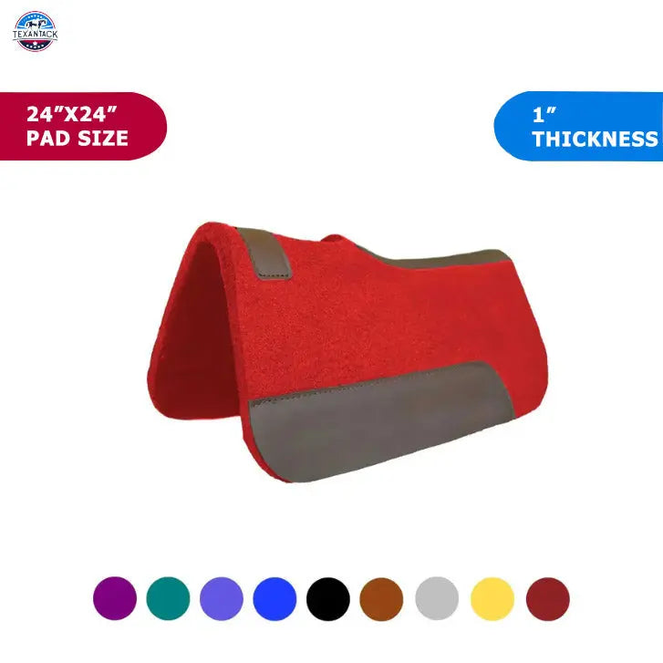 Resistance Pony 24" x 24" Felt Performance Saddle Pad With Wear Leathers - 1" Thick TEXANTACK