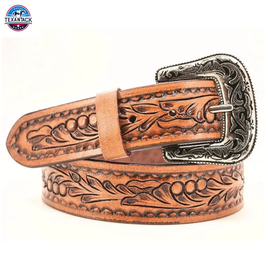 Complete Your Country Look with the Resistance Floral Light Brown Women's Cowgirl Cowboy Belt TEXANTACK