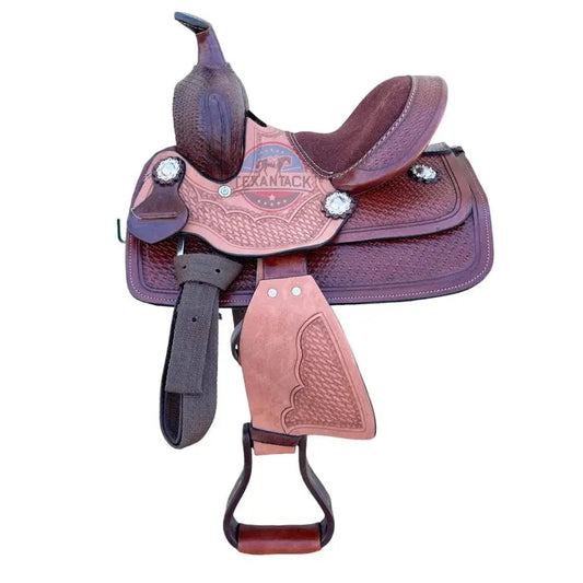 Mini/Pony Western Horse Leather Half Seat Barrel Saddle TEXANTACK