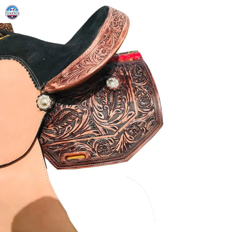 Resistance Youth Western Barrel Saddle | Floral Tooled | Genuine Leather | Premium Quality TEXANTACK