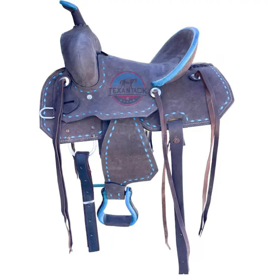 Western Horse Barrel Saddle, Youth Child Leather Saddle TEXANTACK