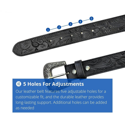 Resistance Full Grain Western Engraved Leather Belt Strap, 1-1/2" Wide Western Belt Leather Strap Floral Tooled Leather Belt Strap NewEngland Tack