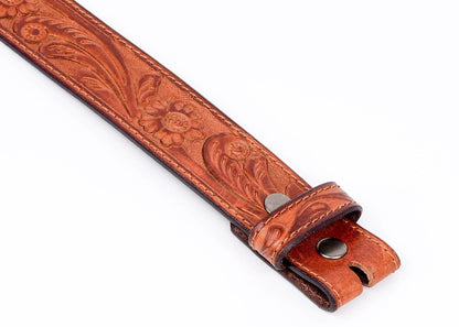 Resistance Full Grain Western Engraved Leather Belt Strap, 1-1/2" Wide Western Belt Leather Strap Floral Tooled Leather Belt Strap NewEngland Tack