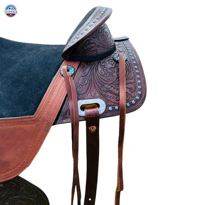 Resistance Western Pleasure Treeless Horse Saddle with Beaded Skirt TEXANTACK