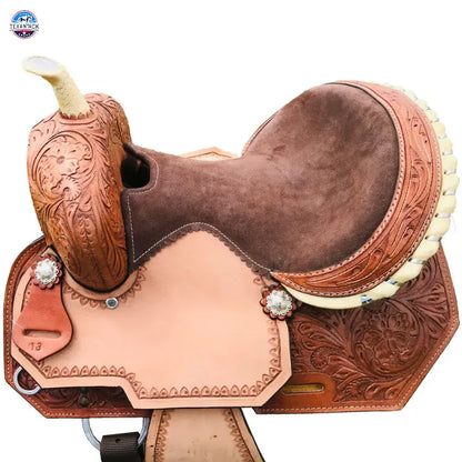 Resistance Youth Western Barrel Saddle with Floral Tooling and Free Tack Set - Sizes 10", 12", 13 TEXANTACK