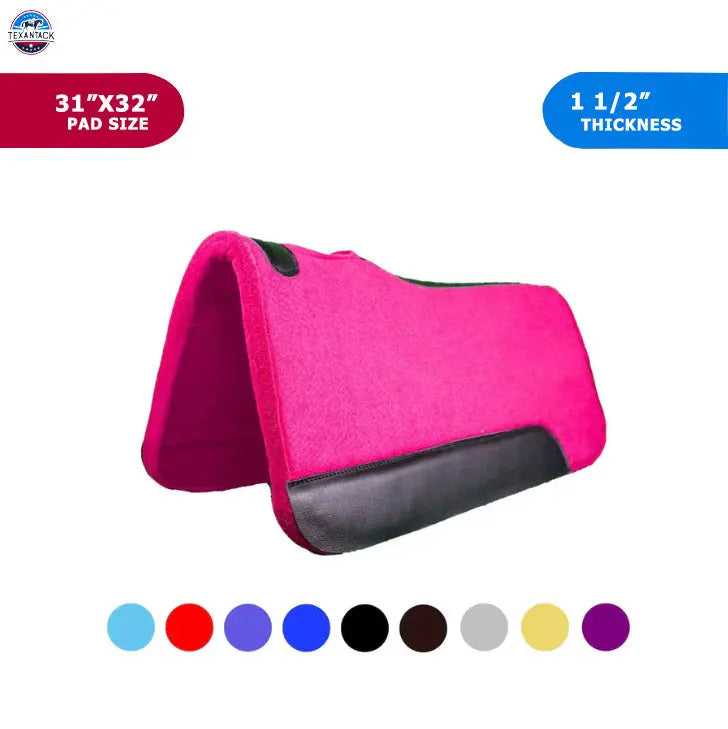 Resistance 31" x 32" Felt Performance Saddle Pad With Wear Leathers - 1.5" Thickness TEXANTACK