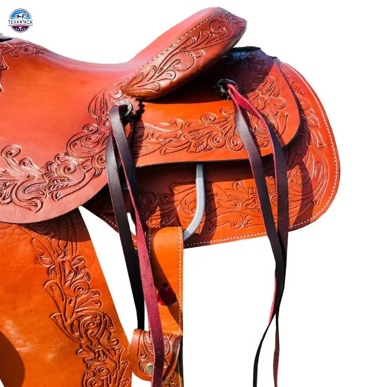 Resistance Western Argentinian Leather Roping & Working Saddle with Floral Tooling TEXANTACK