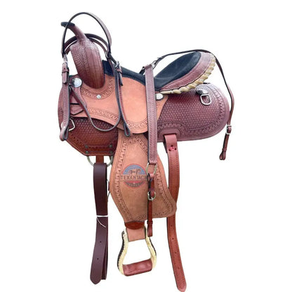 Western Horse Pleasure and Trail Saddle with Basket Weave Tooling TEXANTACK