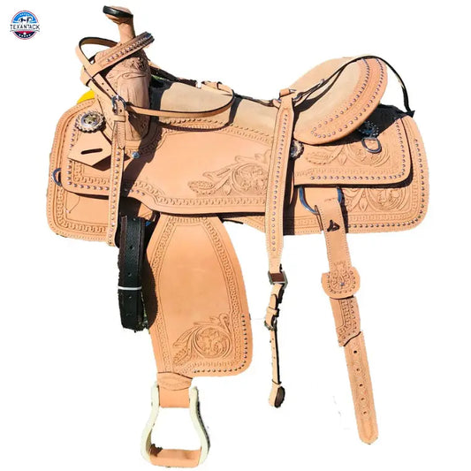 Resistance Western Pleasure and Trail Saddle with Silver Beading and Floral Tooling TEXANTACK