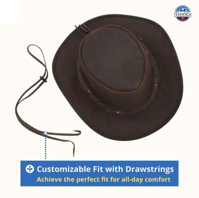 Western Cowboy Hat | Full Grain Cow Leather with Buffalo Conchos Hat Band TEXANTACK