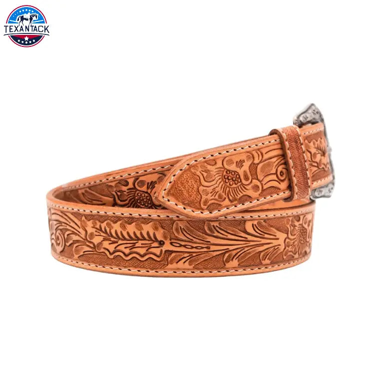 Resistance Premium Western Cowgirl Cowboy Floral Tooled Argentinian Leather Belt TEXANTACK