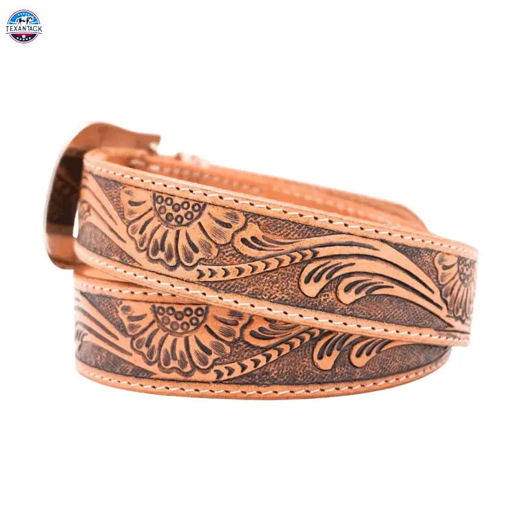 Elevate Your Style with the Resistance Premium Western Cowgirl Cowboy Floral Tooled Argentinian Leather Belt TEXANTACK