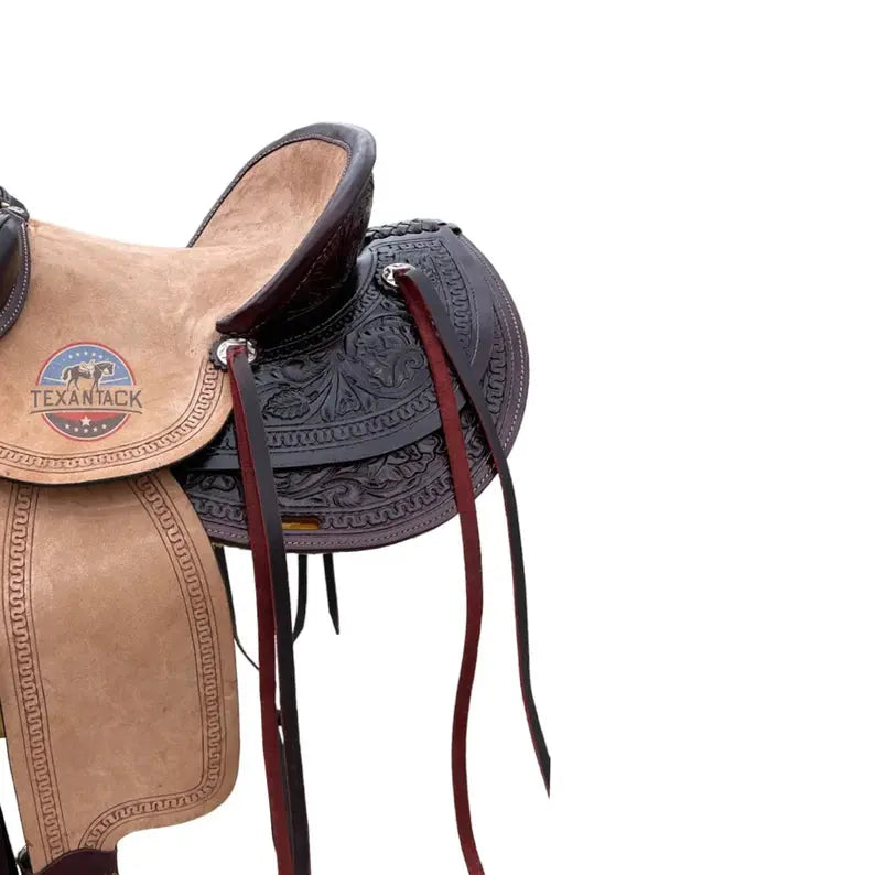 Western Horse Leather Wade Saddle with Free Bucking Roll TEXANTACK