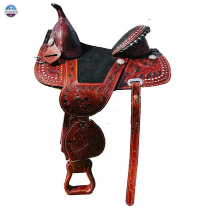 Resistance Adult Treeless Leather Western Pleasure Trail Saddle with Rawhide Cantle TEXANTACK