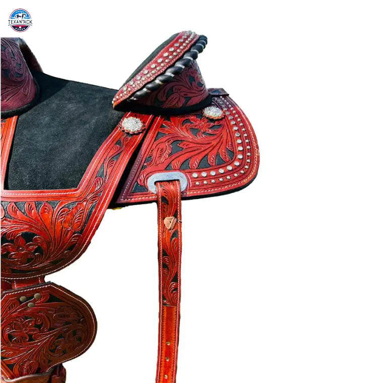 Resistance Adult Treeless Leather Western Pleasure Trail Saddle with Rawhide Cantle TEXANTACK