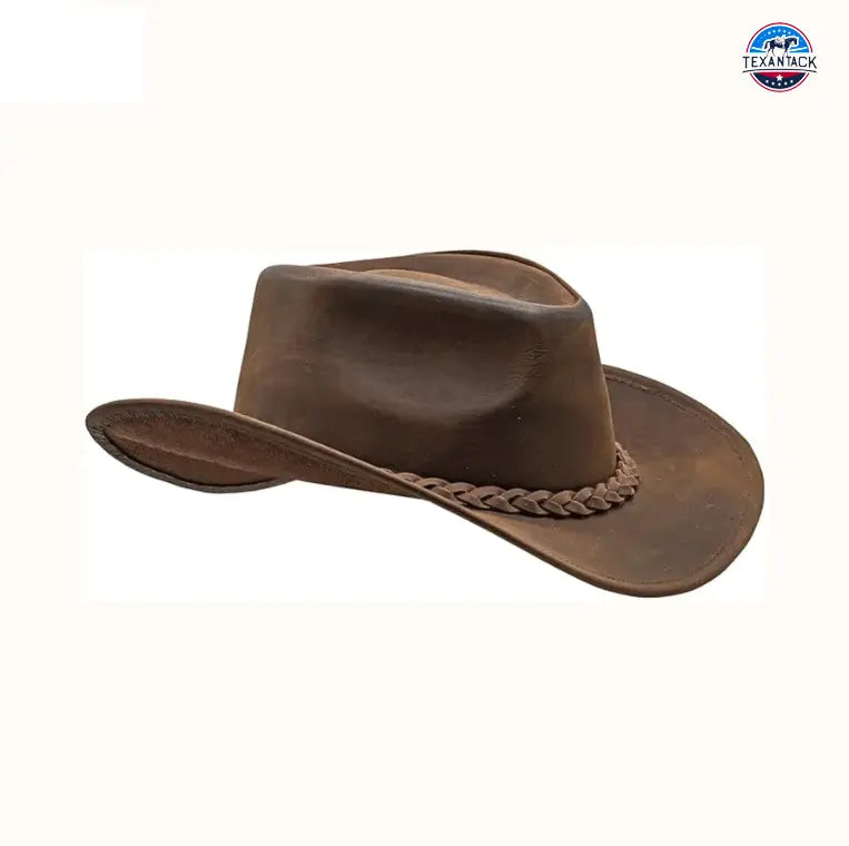 Premium Full Grain Leather Cowboy Hat | Shapeable Australian Outback Style for Men and Women TEXANTACK