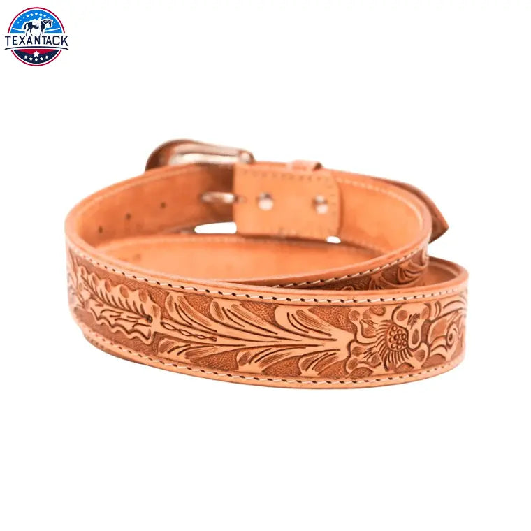 Resistance Premium Western Cowgirl Cowboy Floral Tooled Argentinian Leather Belt TEXANTACK