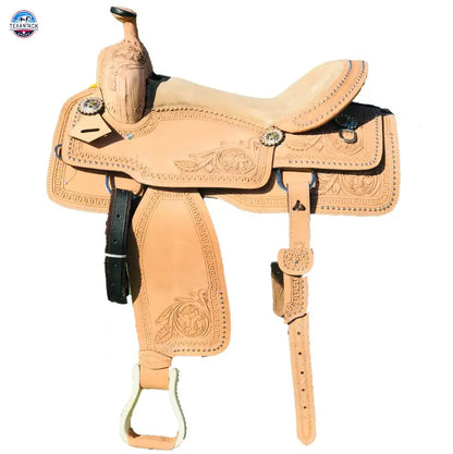 Resistance Western Pleasure and Trail Saddle with Silver Beading and Floral Tooling TEXANTACK
