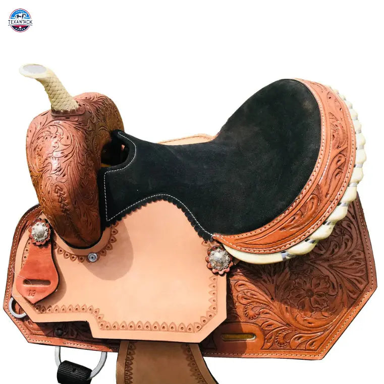 Resistance Youth Western Barrel Saddle with Floral Tooling and Free Tack Set - Sizes 10", 12", 13 TEXANTACK