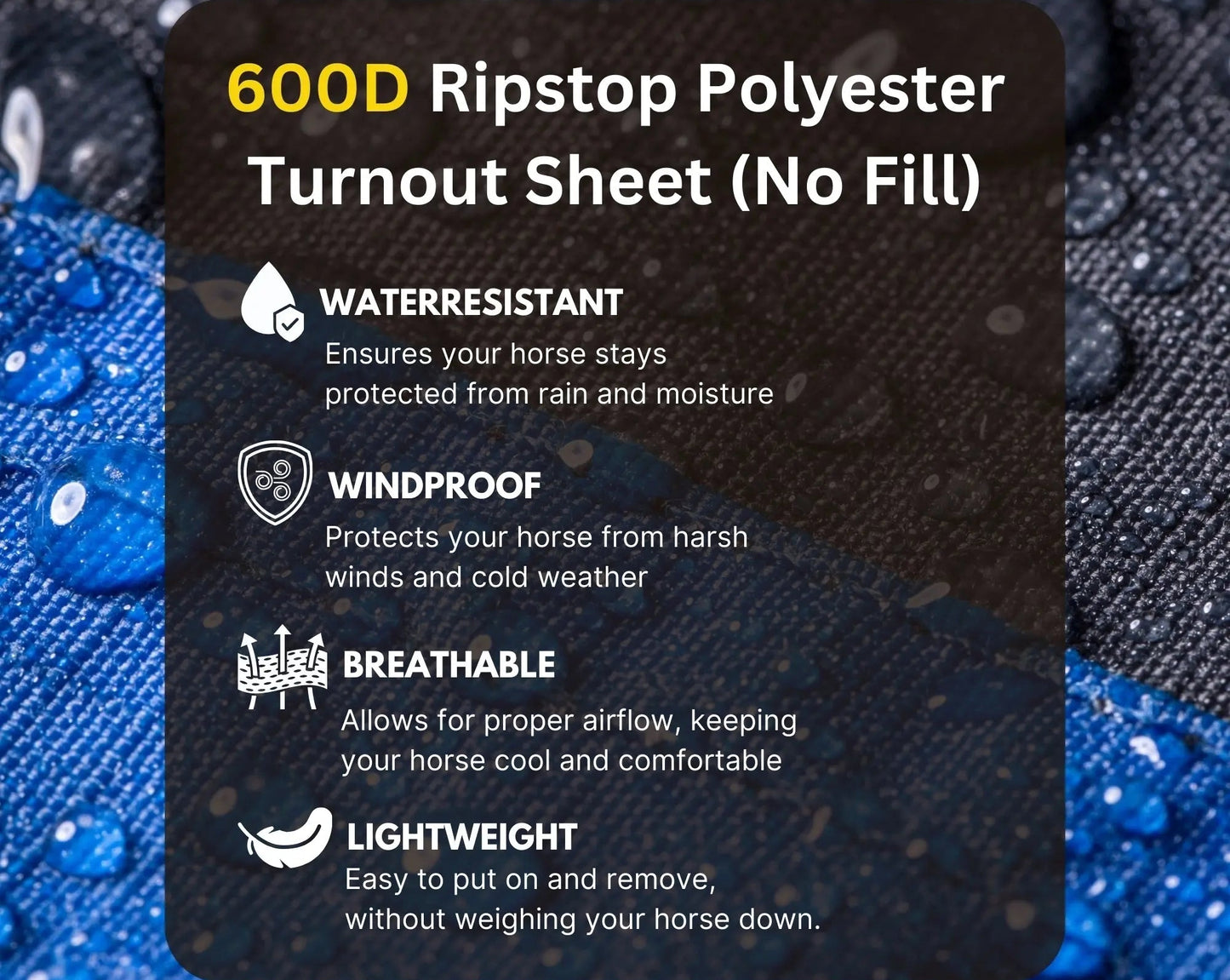 600 Denier Lightweight Waterproof & Breathable Horse Rain Sheet NewEngland Tack