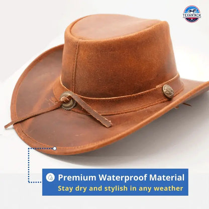 RESISTANCE Premium Shapeable Leather Outback Cowboy Hat for Men and Women TEXANTACK