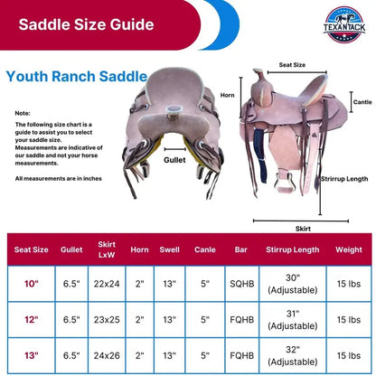 Western Leather Youth Child Horse Pony Kid Ranch Saddle TEXANTACK