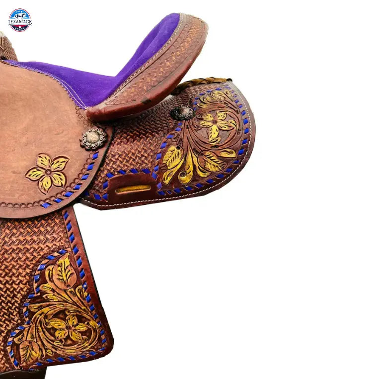 Resistance Youth Western Barrel Saddle with Floral and Basketweave Tooling TEXANTACK