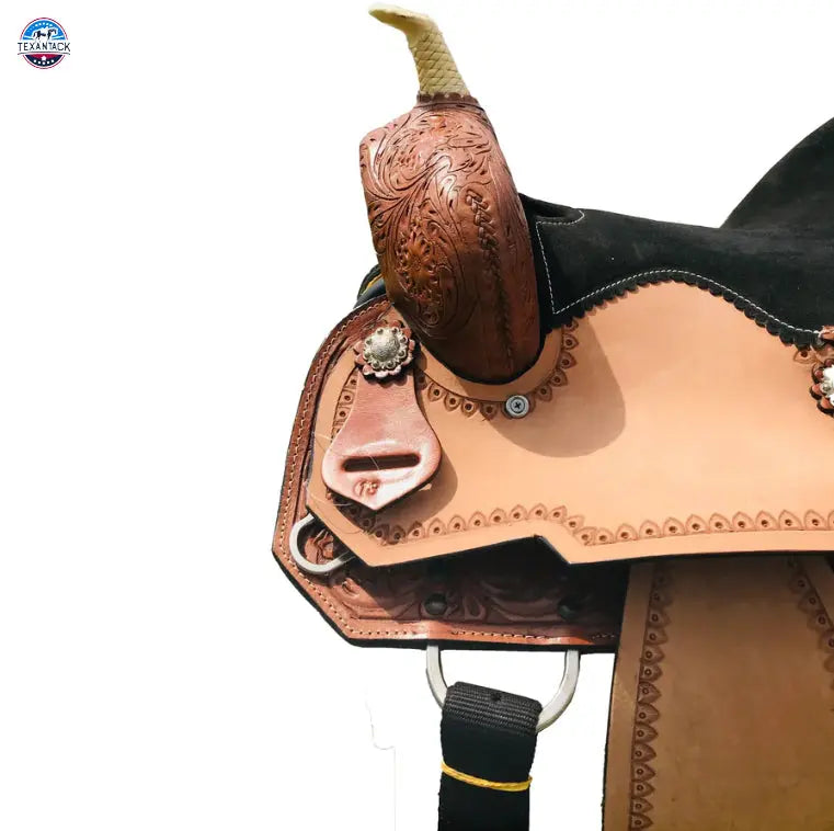 Resistance Youth Western Barrel Saddle with Floral Tooling and Free Tack Set - Sizes 10", 12", 13 TEXANTACK