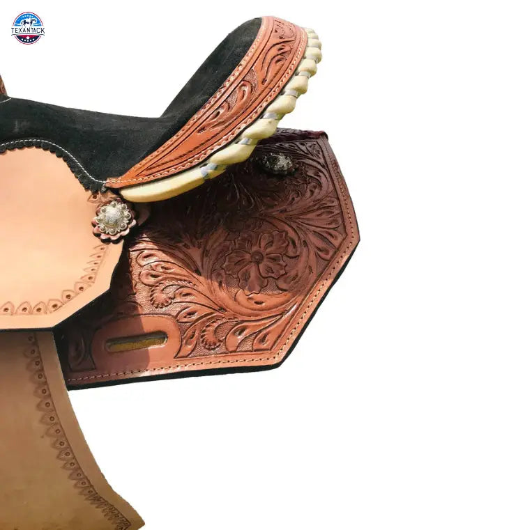 Resistance Youth Western Barrel Saddle with Floral Tooling and Free Tack Set - Sizes 10", 12", 13 TEXANTACK