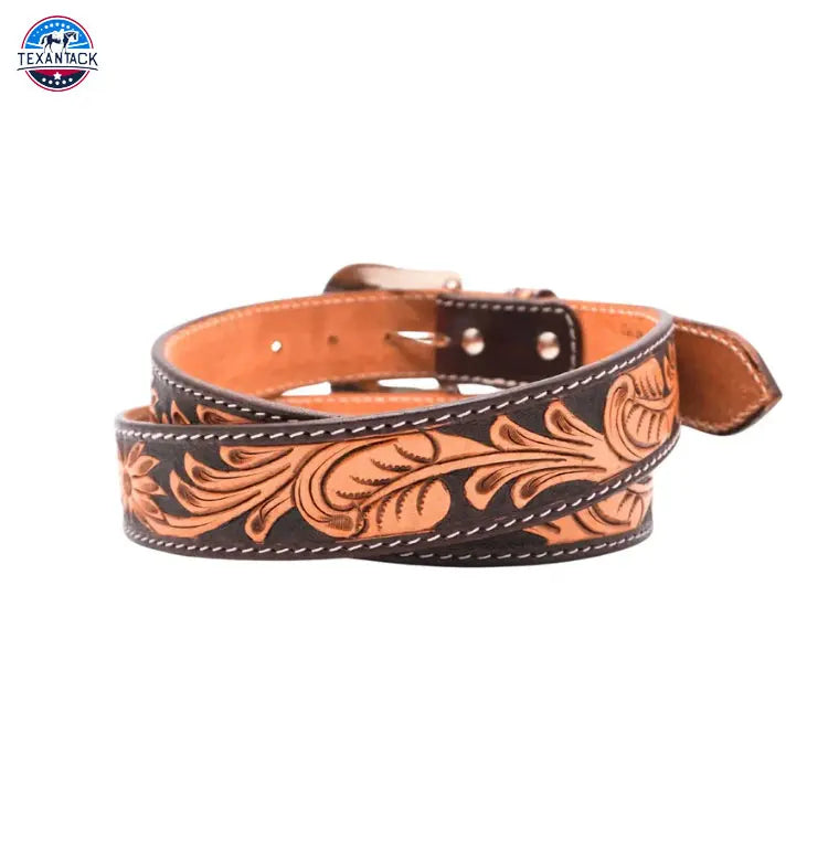 Resistance Floral Tooled Argentinian Leather Belt for Western Cowgirls and Cowboys - TEXANTACK