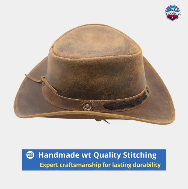 Premium Australian Leather Cowboy Hat | Shapeable Outback Style for Men and Women TEXANTACK