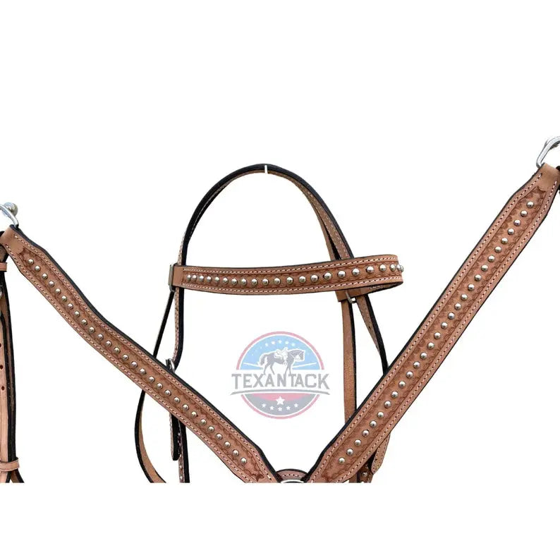 Western Horse Pleasure and Trail Saddle - Silver Beaded with Floral Tooling, Plus Free Tack Set TEXANTACK