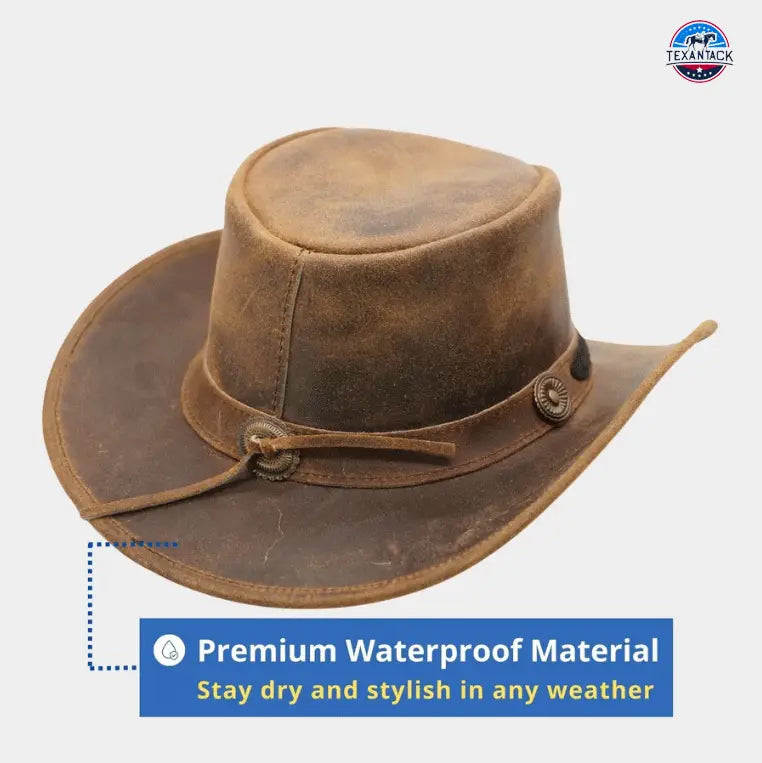 Premium Australian Leather Cowboy Hat | Shapeable Outback Style for Men and Women TEXANTACK