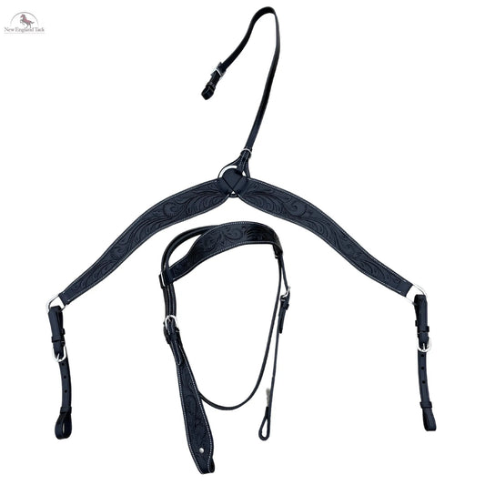 Headstall and Breast Collar Set Black- Argentinian Leather NewEngland Tack