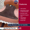 Youth Western Barrel Saddle – Basket Weave Design with Free Matching Tack Set