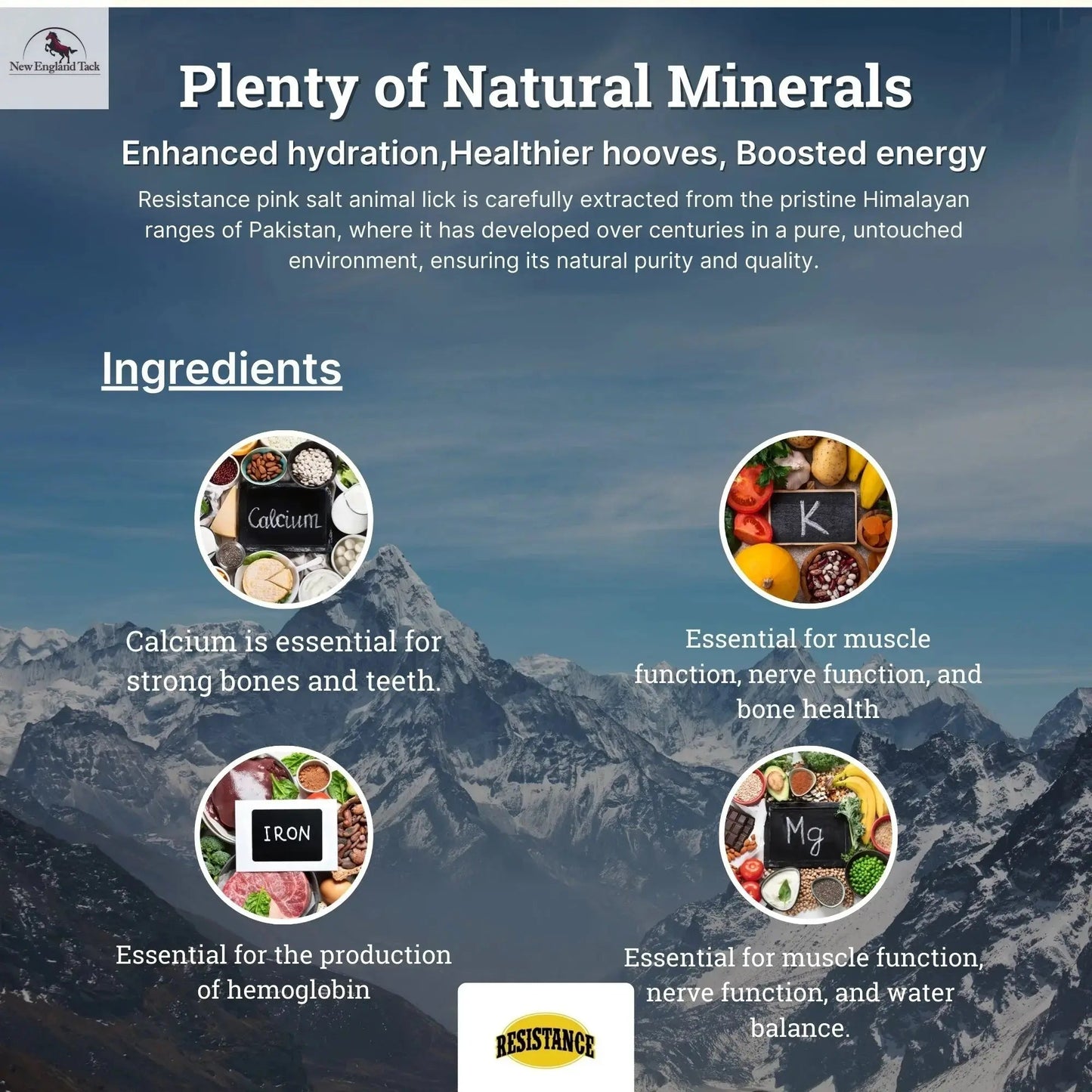 RESISTANCE Pink Himalayan Salt Lick Block with Rope for Horses, Cattle, Deer, Goats, and Livestock - 3 Lbs (Each Block Weight) NewEngland Tack