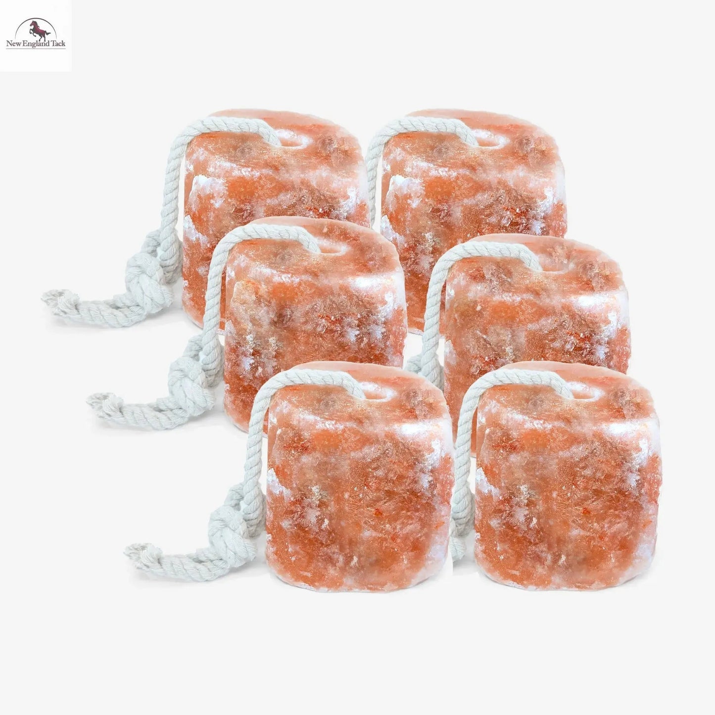 Resistance Pink Himalayan Salt Lick Block with Rope for Horses, Cattle, Deer, Goats, and Livestock – (Each Block Weight 6 lbs) NewEngland Tack