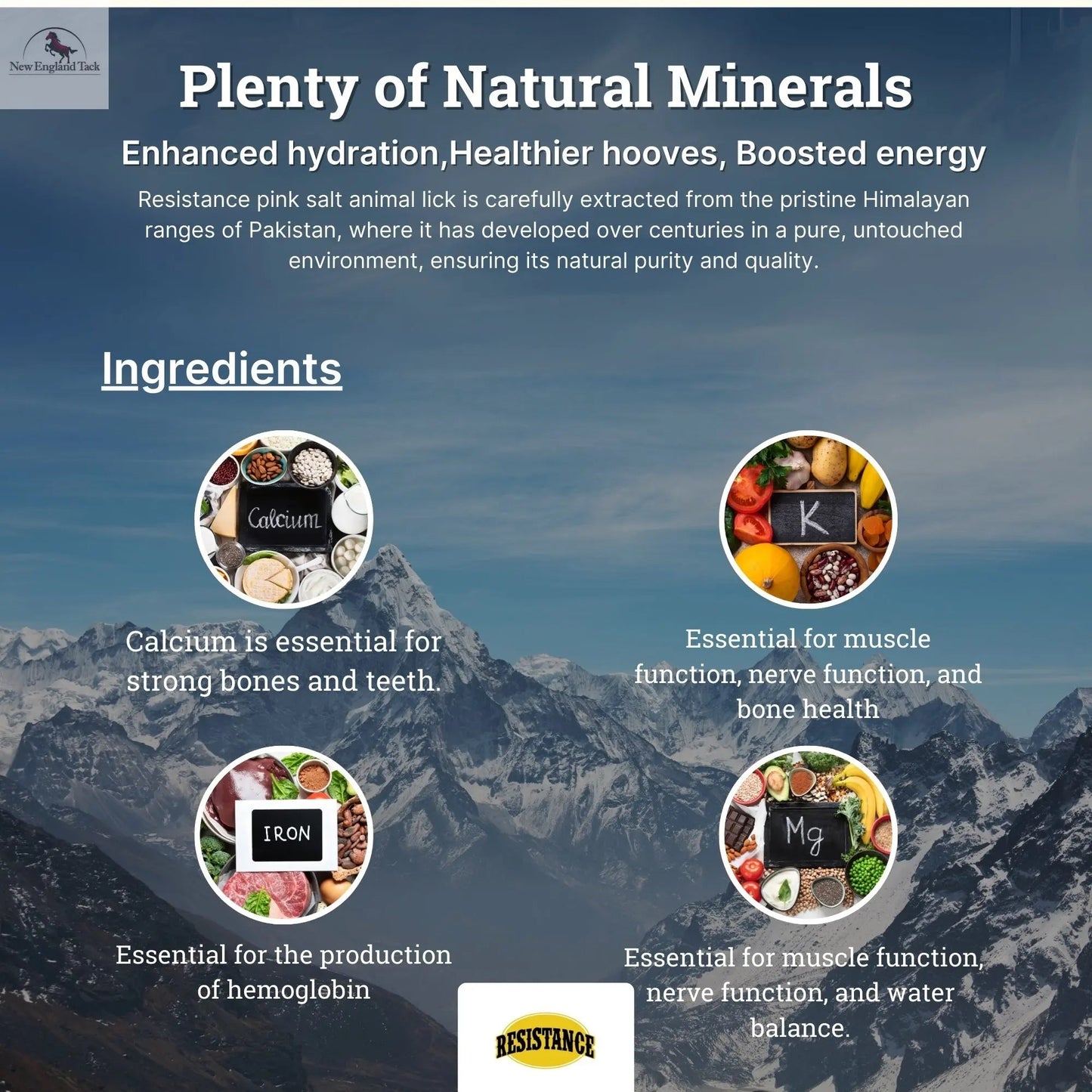 RESISTANCE Pink Himalayan Salt Lick Block with Rope for Horses, Cattle, Deer, Goats, and Livestock – 5 lbs, 16 lbs, and 25 lbs NewEngland Tack