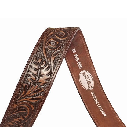 Resistance Floral Coffee Brown Women's Cowgirl Cowboy Country Belt  With Floral Embossed Silver Buckle NewEngland Tack