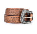 Resistance Floral Tea Brown Women's Cowgirl Cowboy Country Belt  With Floral Embossed Silver Buckle NewEngland Tack